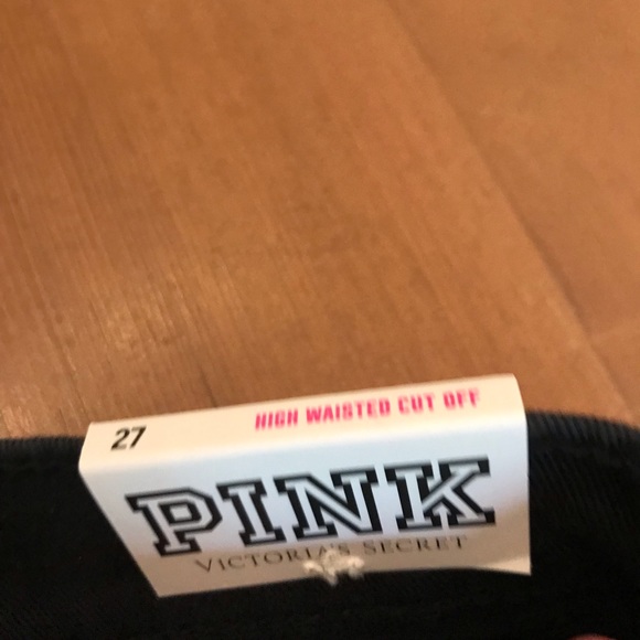 NWT Victorias Secret PINK High Waisted Black Jean Shorts - Picture 3 of 9